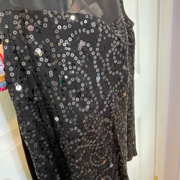Dantelle evening blouse black sequins sleeveless chiffon 1X - Picture 3 of 7